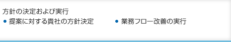 方針の決定および実行　提案に対する貴社の方針決定、業務フロー改善の実行